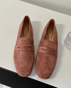 Women's slip-on penny loafers with rounded toe