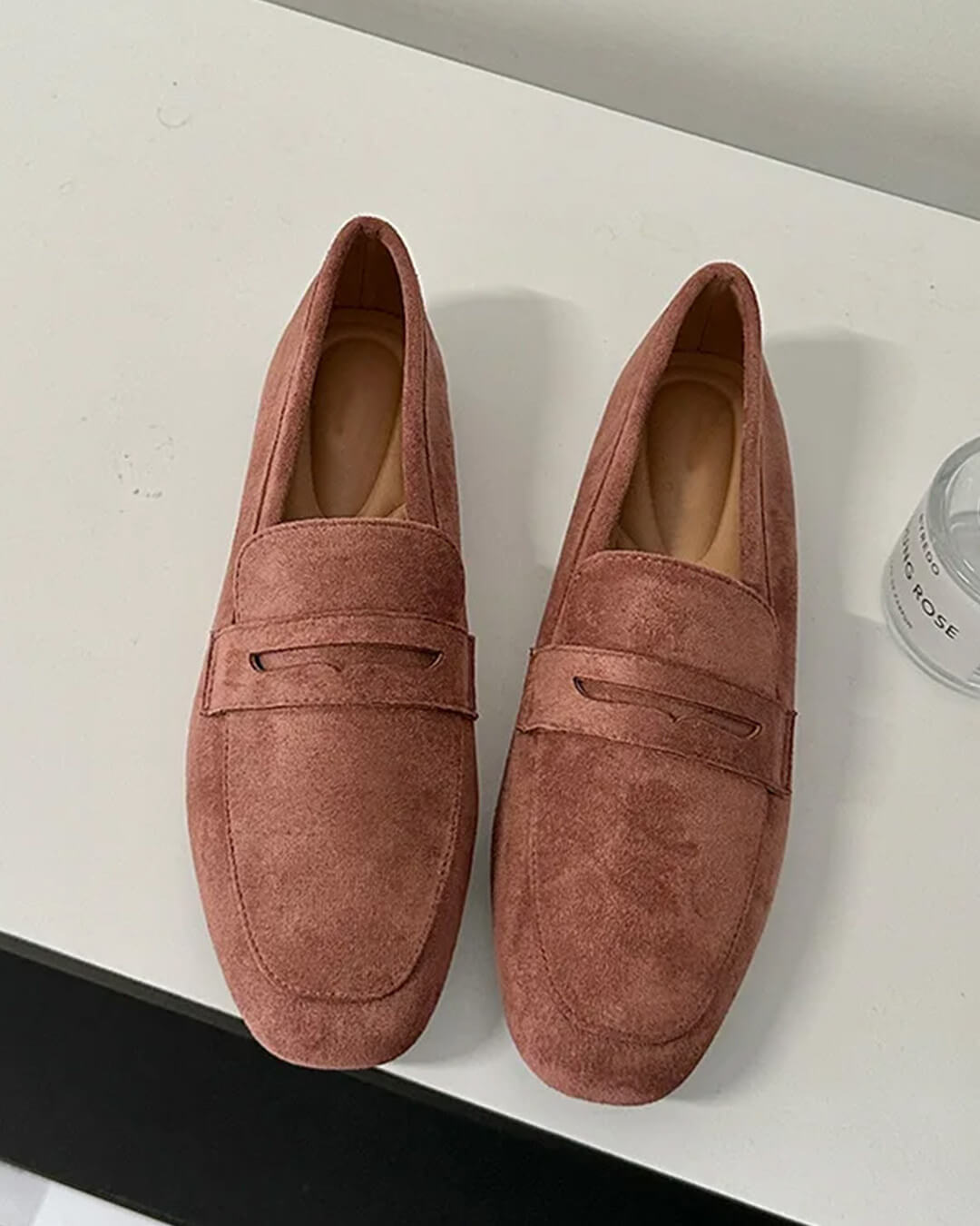 Women's slip-on penny loafers with rounded toe