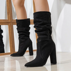 Women's slouchy ankle boots with pull-on opening