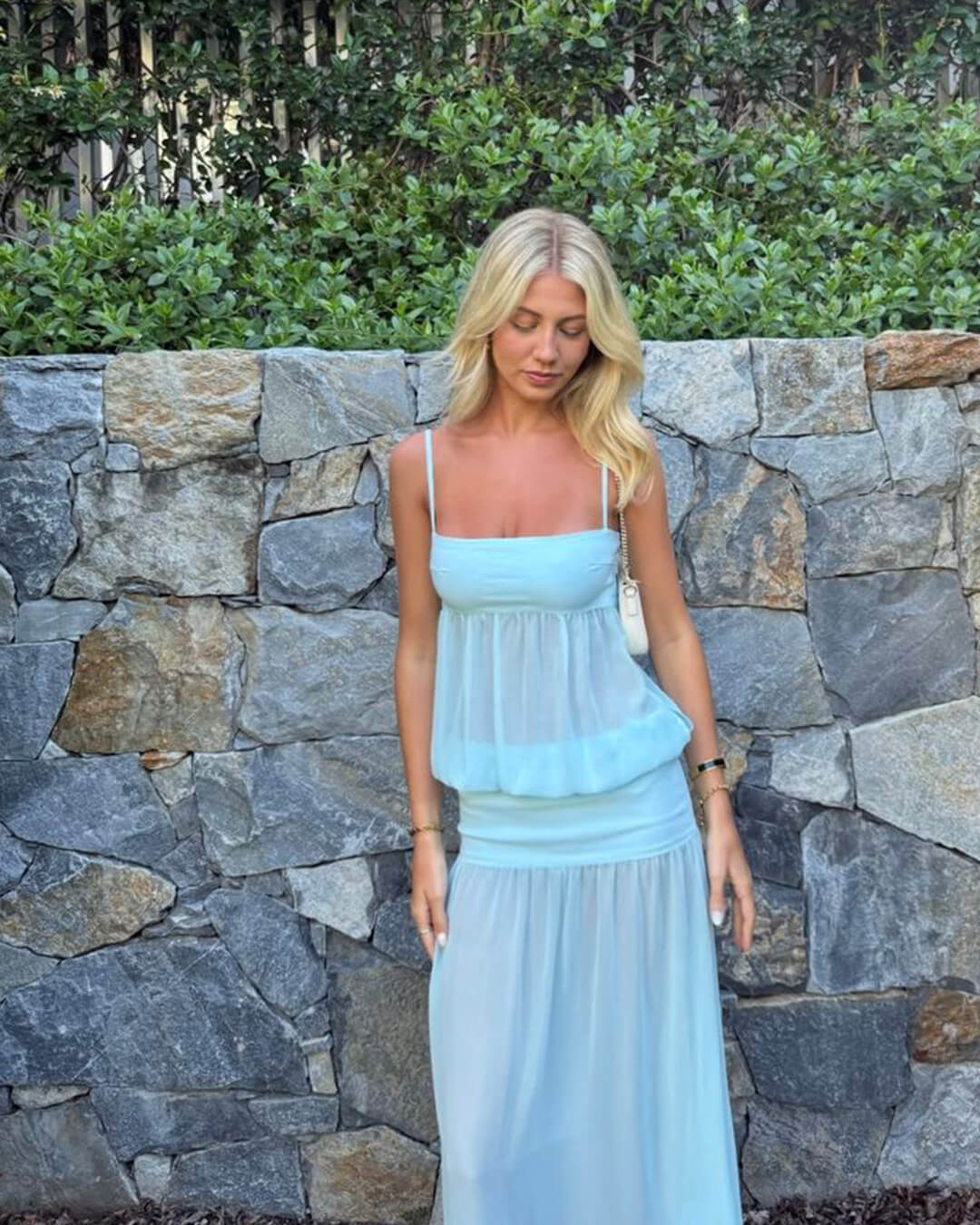 Women's spaghetti strap ruched bodice maxi summer dress