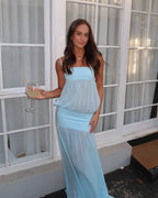 Women's spaghetti strap ruched bodice maxi summer dress