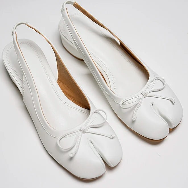 Women's split toe bow ballet flats with slingback strap