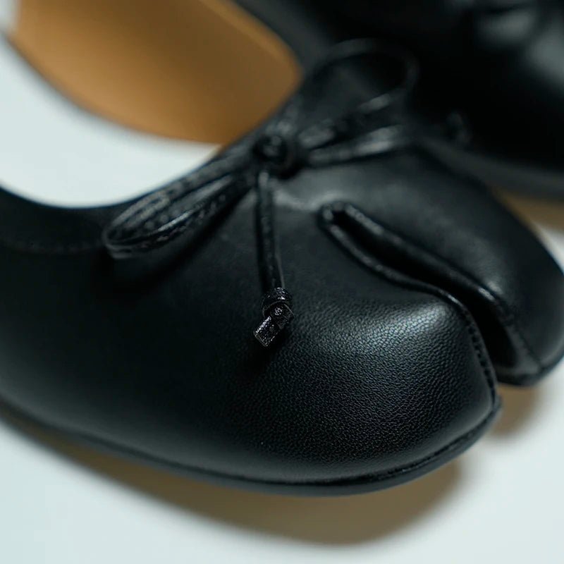 Women's split toe bow ballet flats with slingback strap