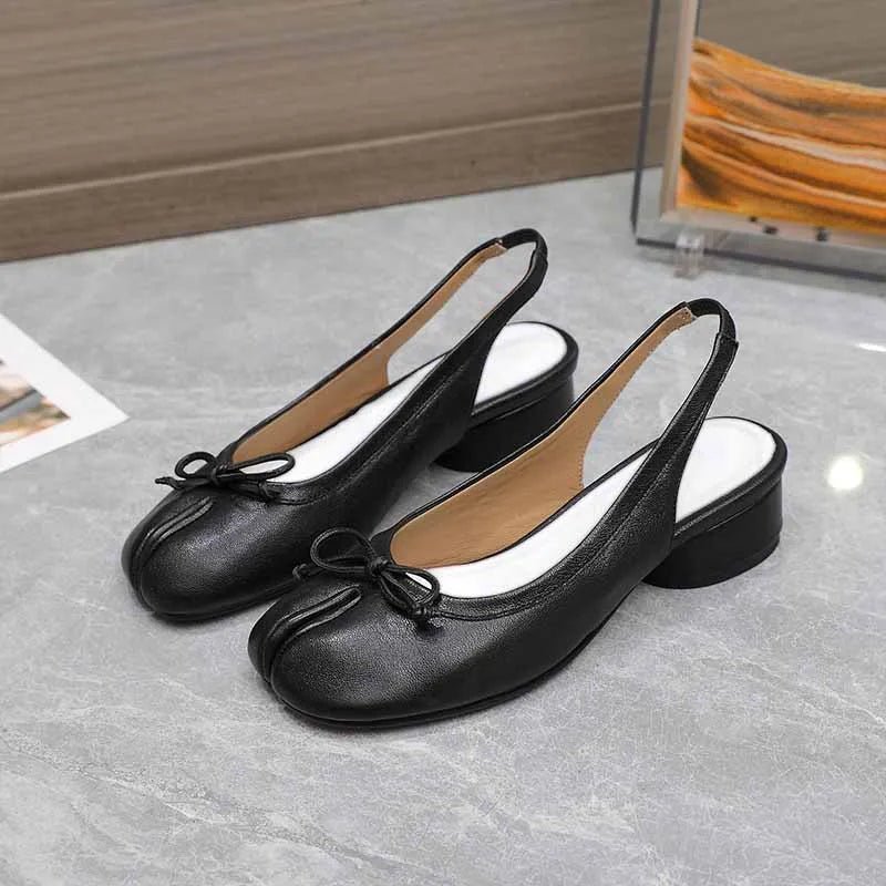Women's split toe bow ballet flats with slingback strap