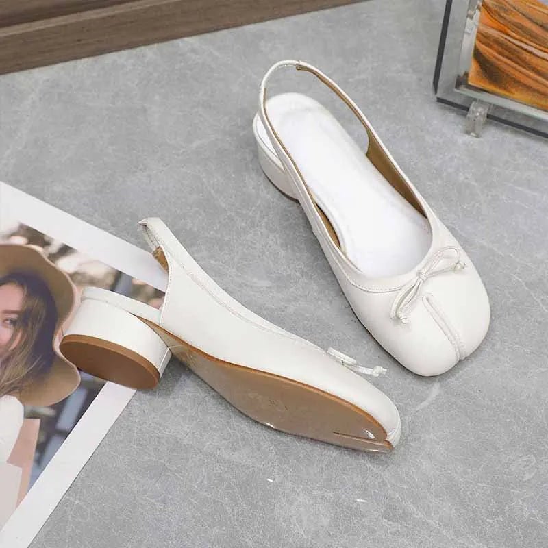 Women's split toe bow ballet flats with slingback strap