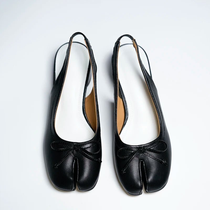Women's split toe bow ballet flats with slingback strap