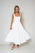 Women's square neck A-line midi cocktail dress