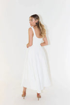 Women's square neck A-line midi cocktail dress