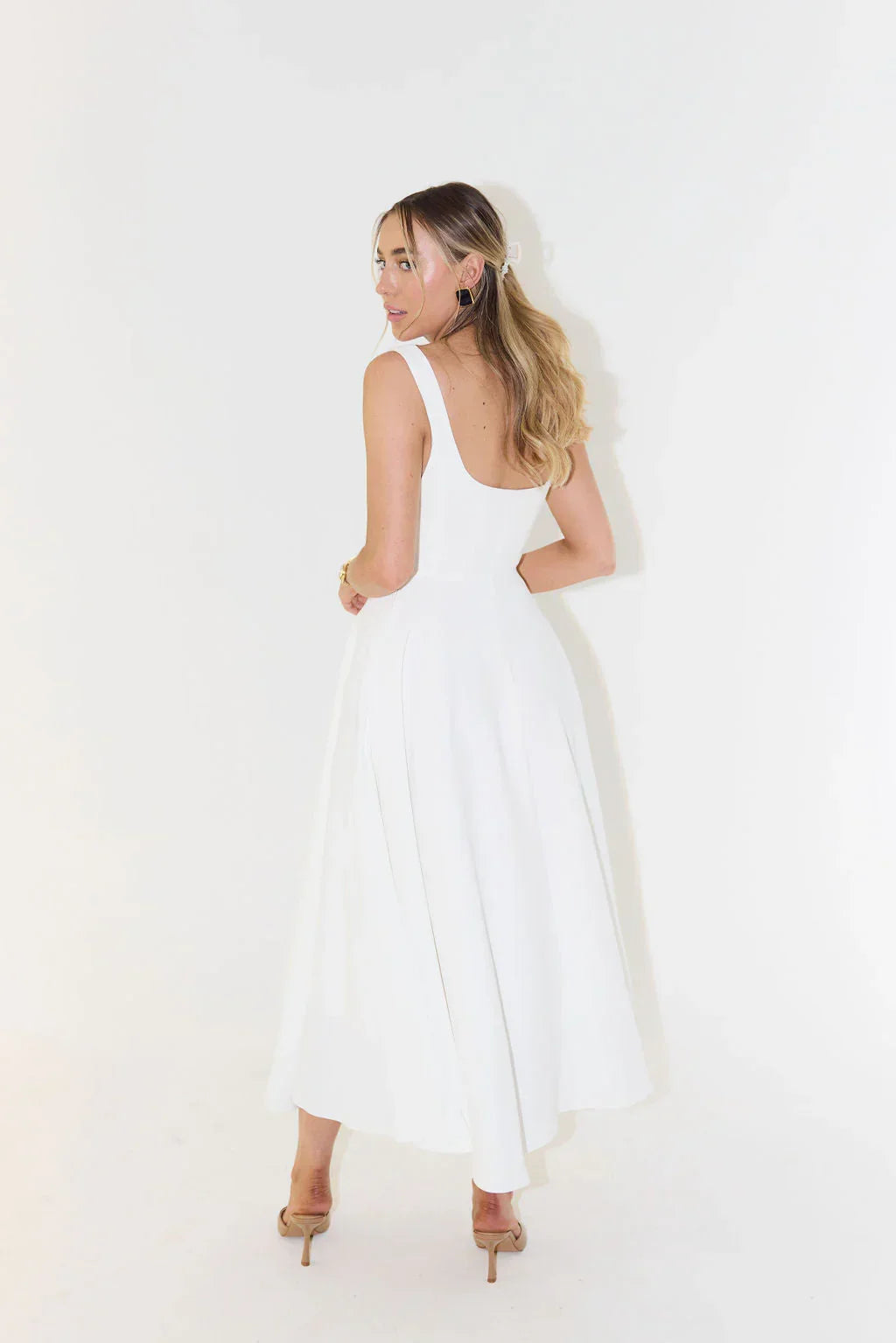 Women's square neck A-line midi cocktail dress