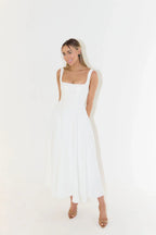 Women's square neck A-line midi cocktail dress