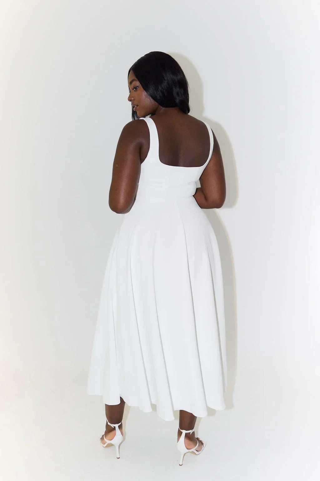 Women's square neck A-line midi cocktail dress