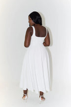 Women's square neck A-line midi cocktail dress