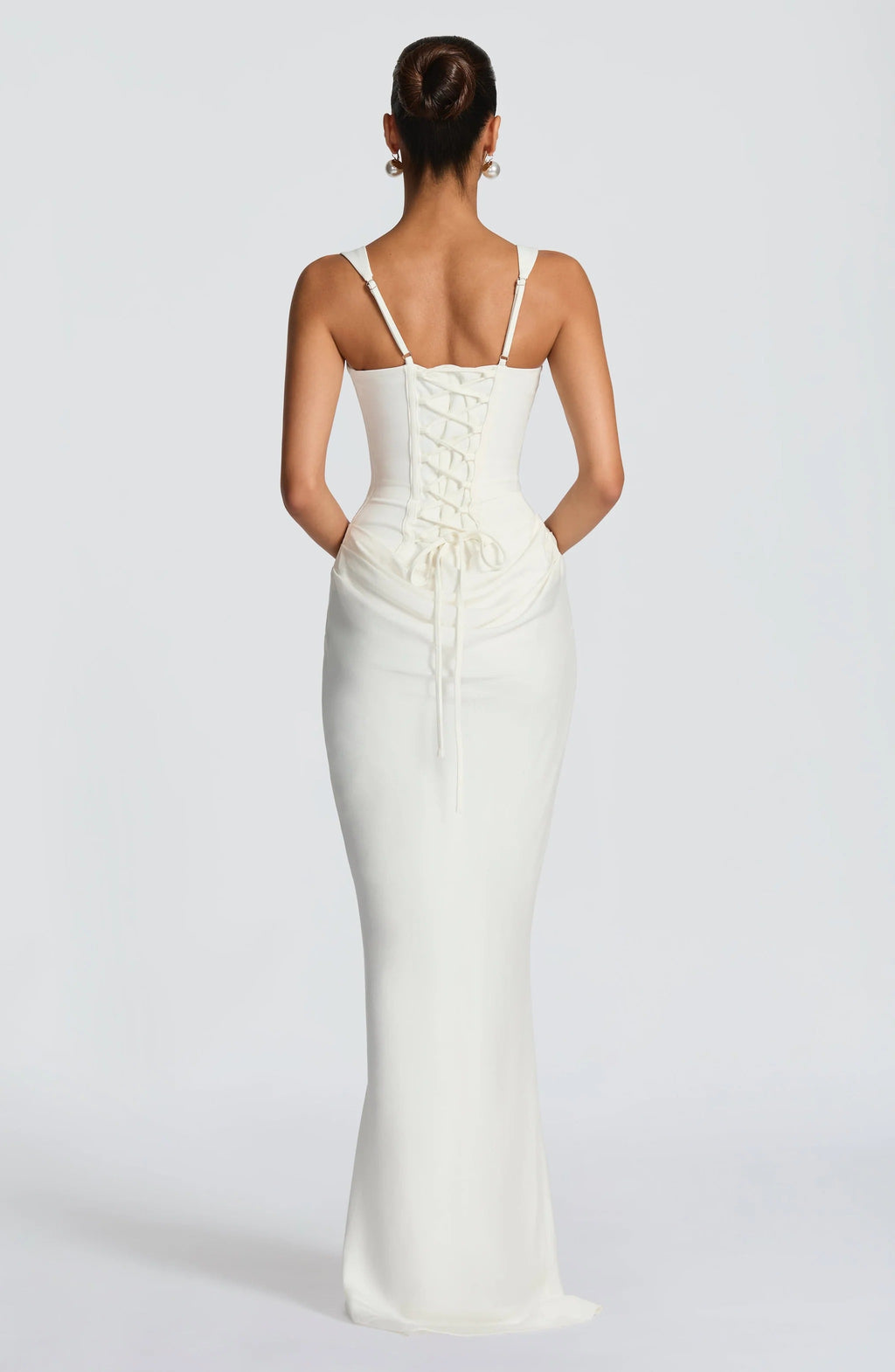 Women's square neck draped maxi wedding guest dress