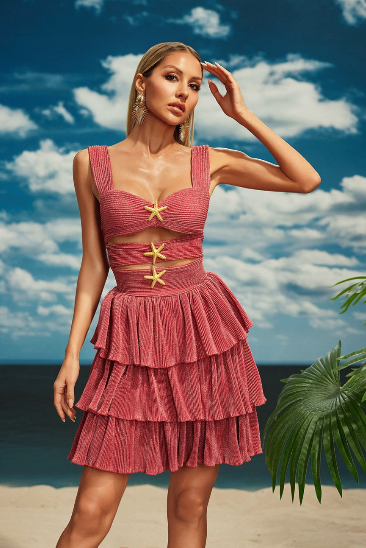 Women's starfish ruffle mini party dress