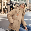 Women's stormproof puffer jacket with hood