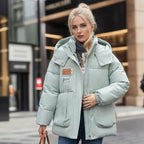 Women's stormproof puffer jacket with hood