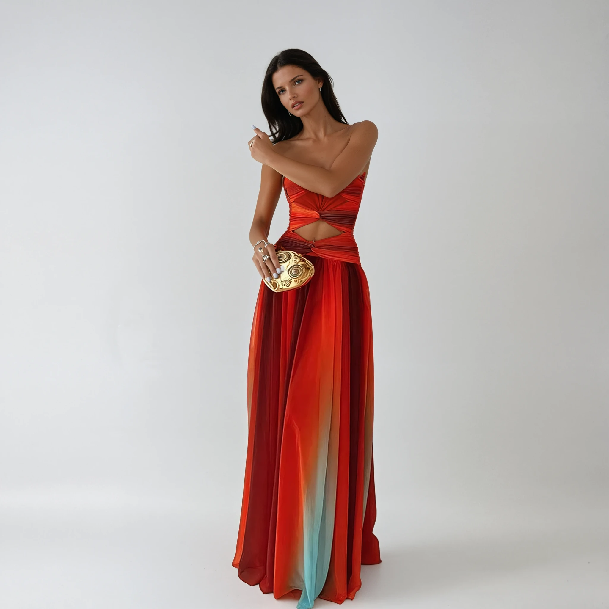 Women's strapless cut-out maxi formal dress