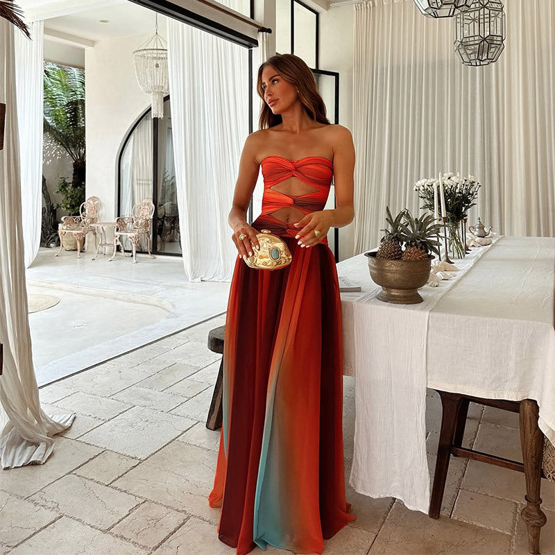 Women's strapless cut-out maxi formal dress