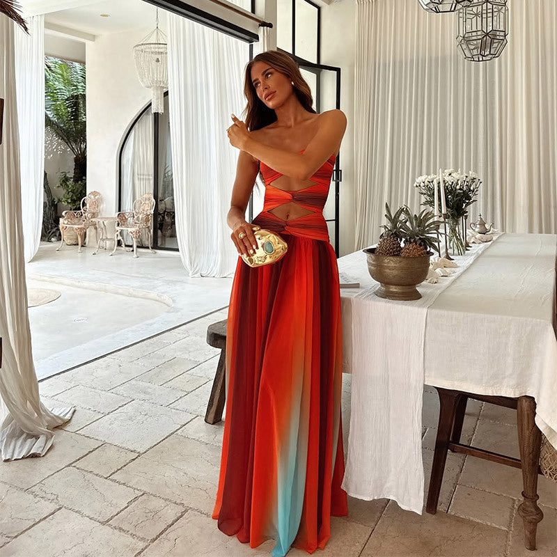 Women's strapless cut-out maxi formal dress