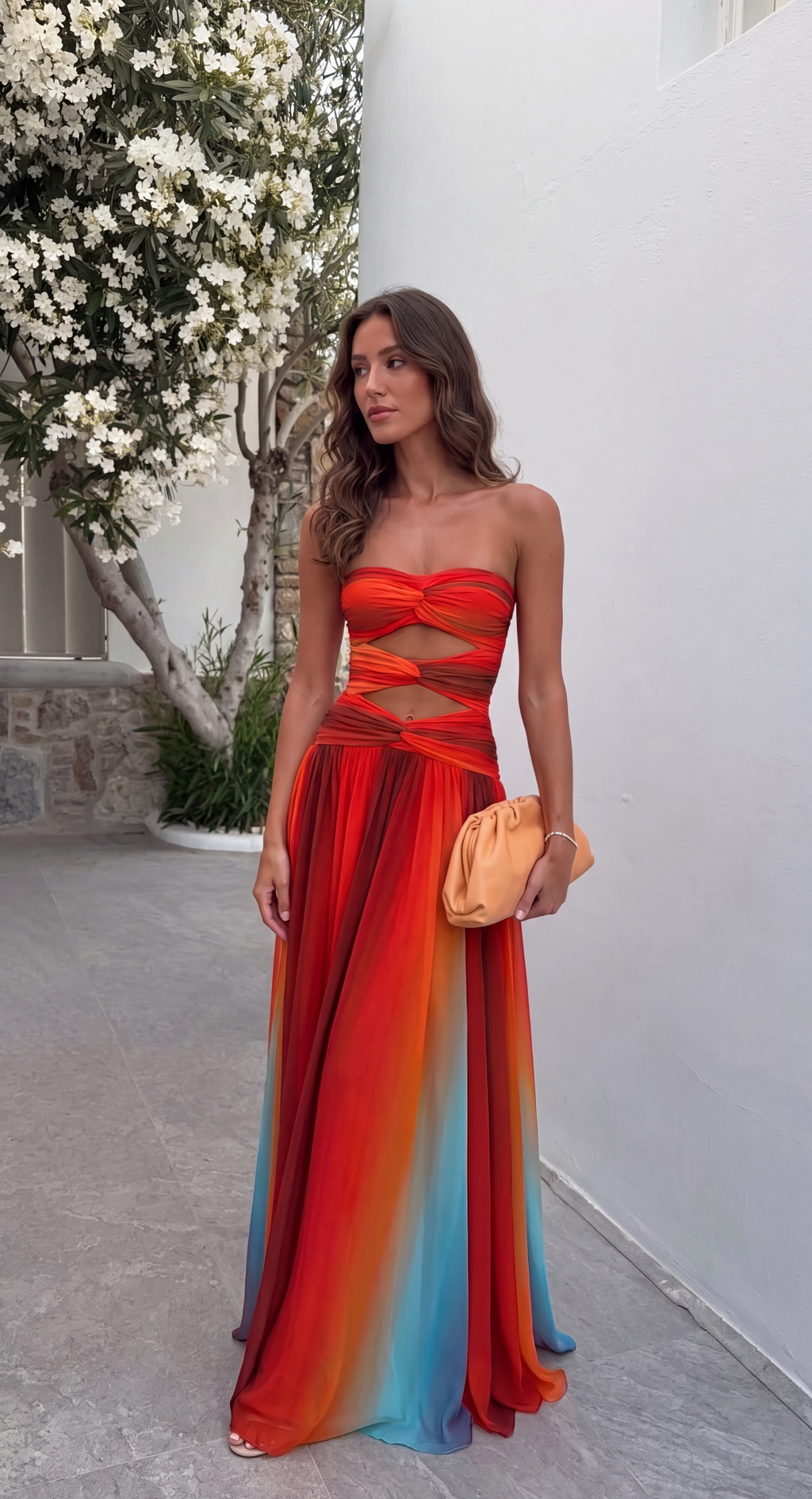 Women's strapless cut-out maxi summer dress