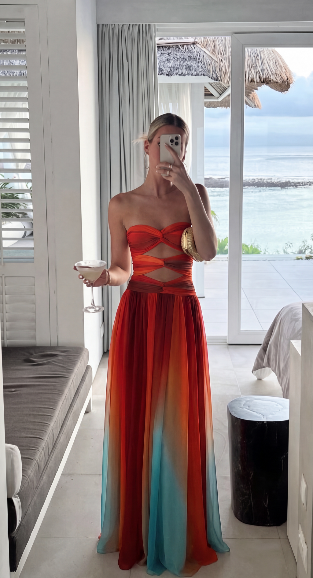 Women's strapless cut-out maxi summer dress