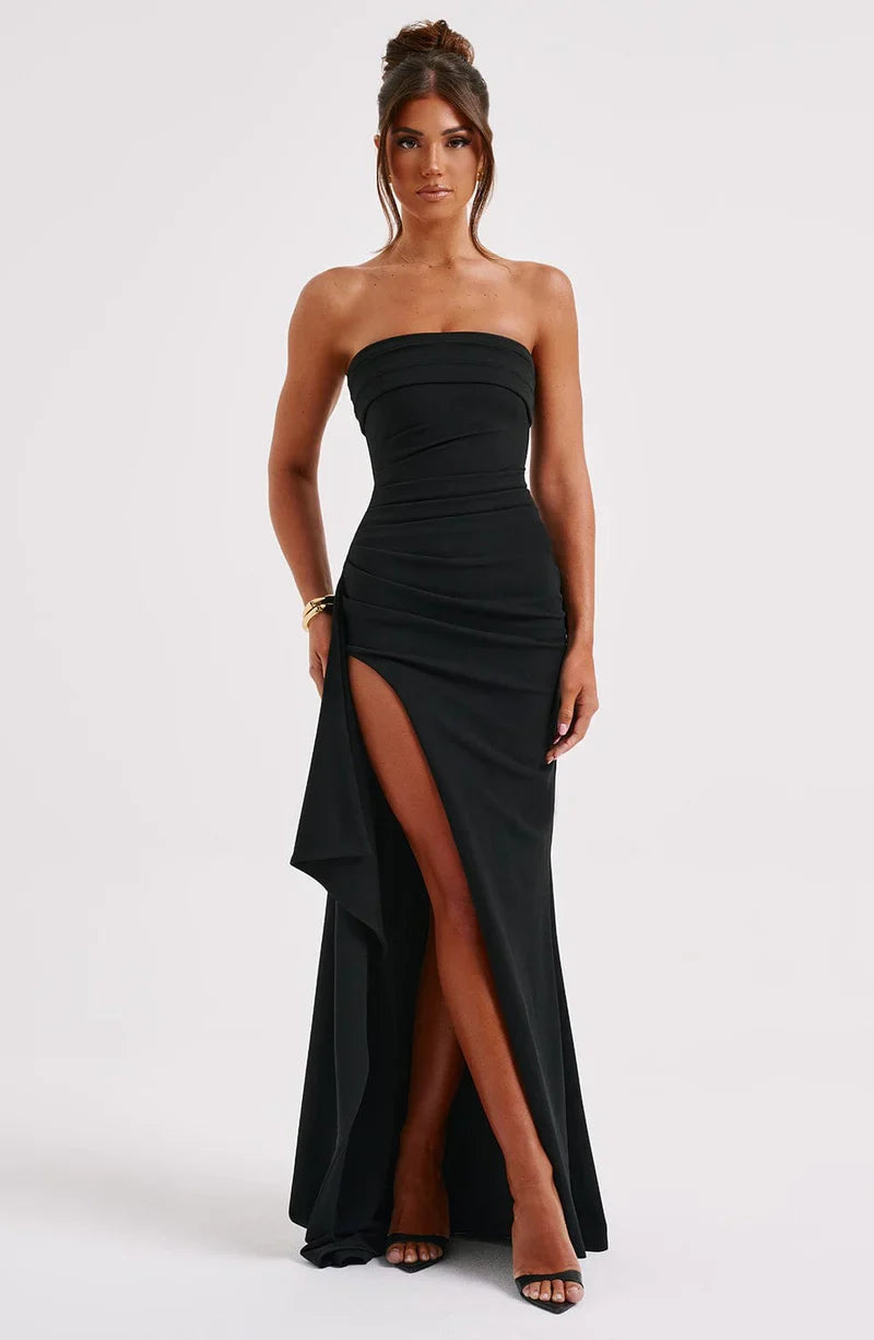 Women's strapless twisted maxi dress