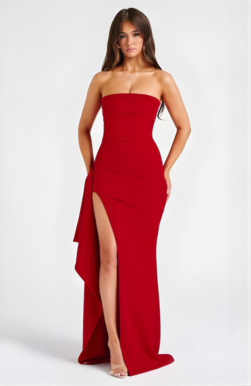 Women's strapless twisted maxi dress
