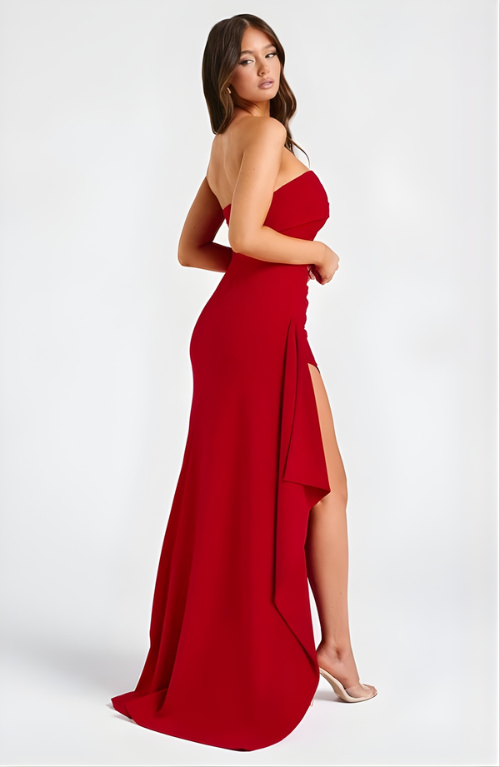 Women's strapless twisted maxi dress