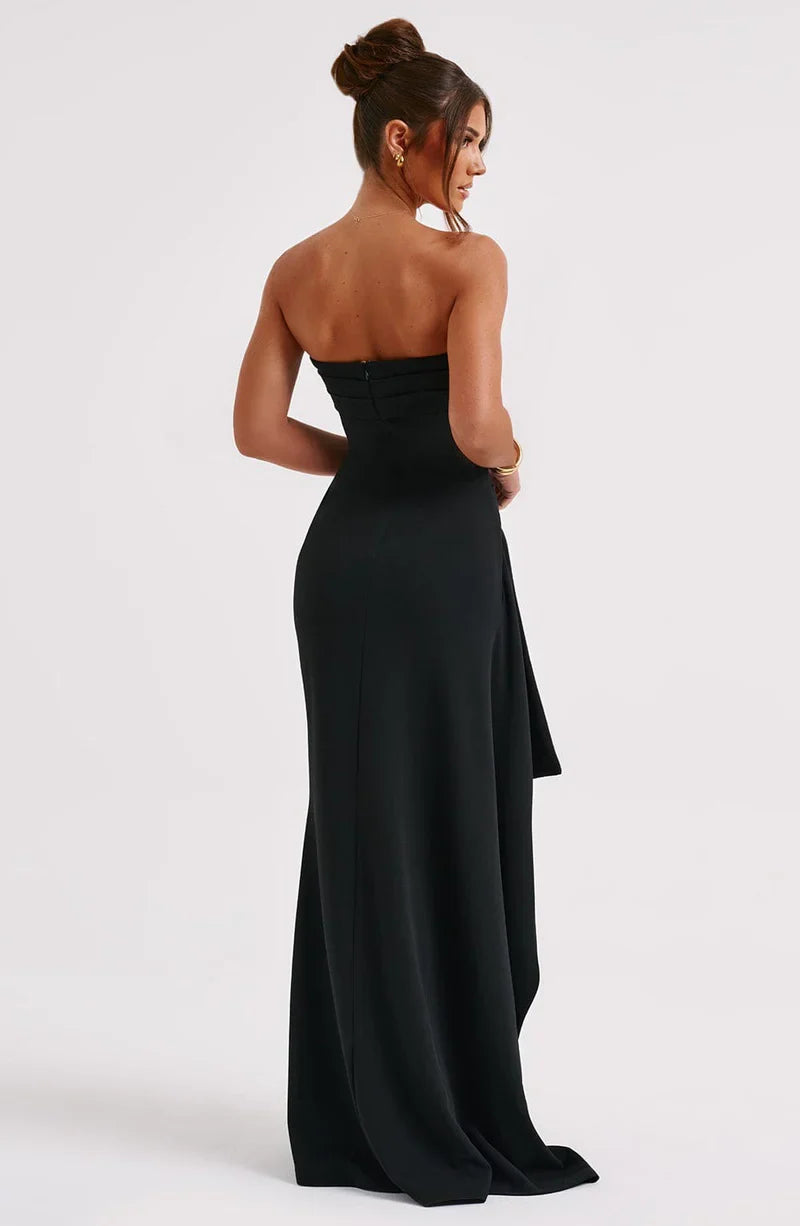 Women's strapless twisted maxi dress
