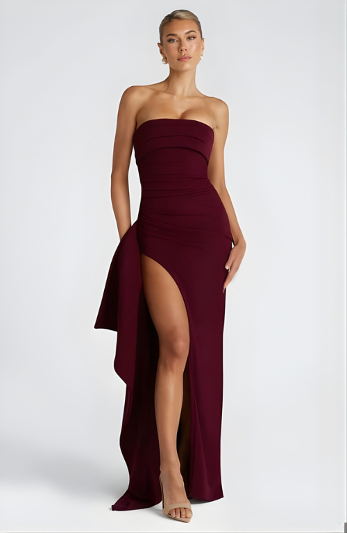 Women's strapless twisted maxi dress
