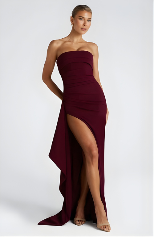 Women's strapless twisted maxi dress