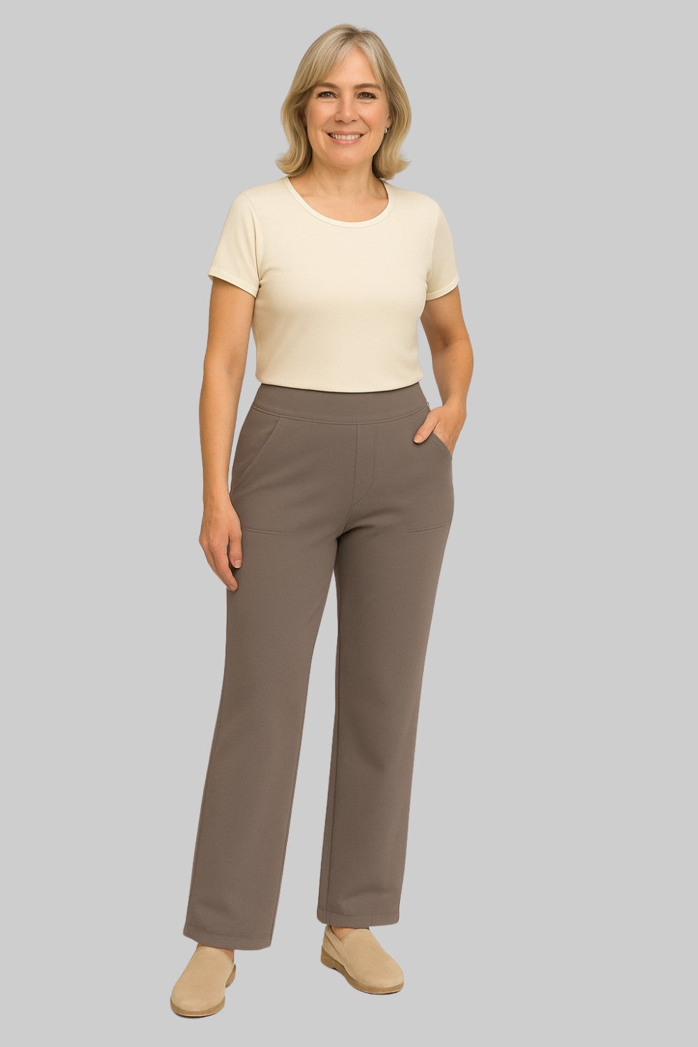 Women's stretch trousers with fitted cut