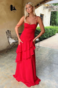 Women's sweetheart neck tiered ruffle maxi formal dress