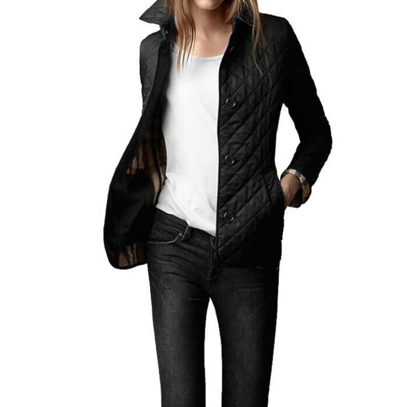 Women's tailored jacket with structured collar and front button fastening