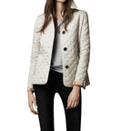 Women's tailored jacket with structured collar and front button fastening
