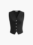Women's tailored linen vest and wide-leg trousers set