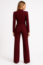 Women's tailored V-neck wide-leg wedding guest jumpsuit