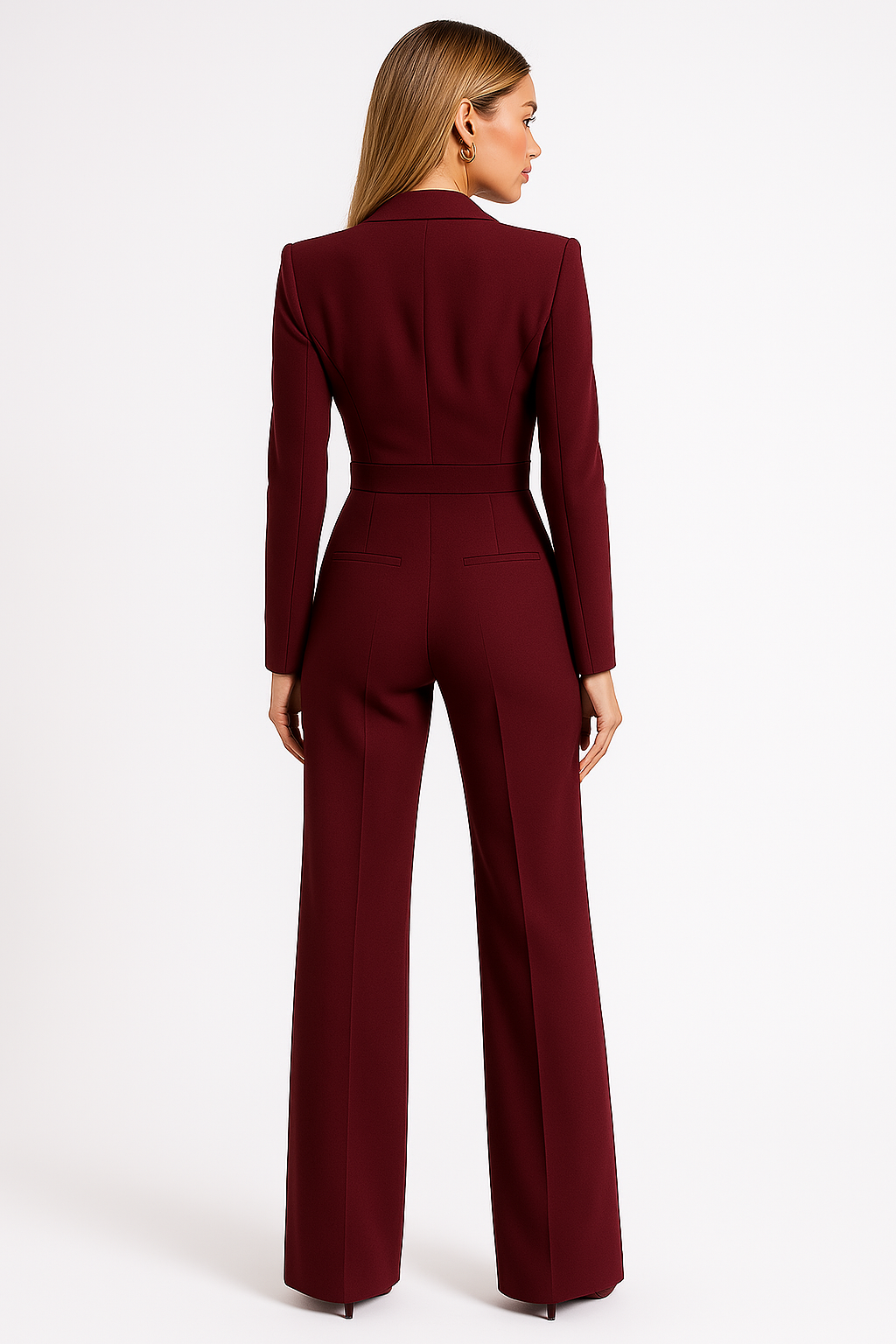 Women's tailored V-neck wide-leg wedding guest jumpsuit