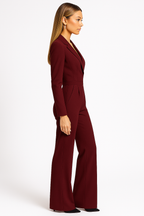 Women's tailored V-neck wide-leg wedding guest jumpsuit