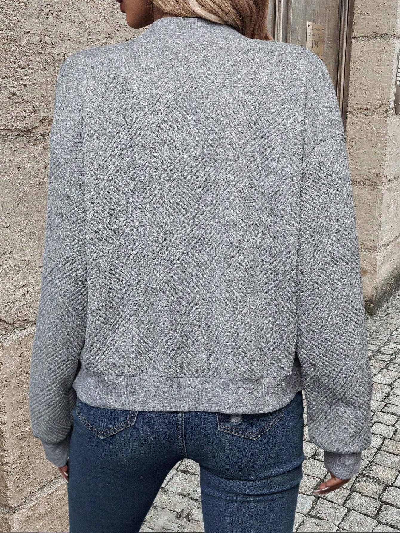 Women's Textured Zip-Up Bomber Jacket