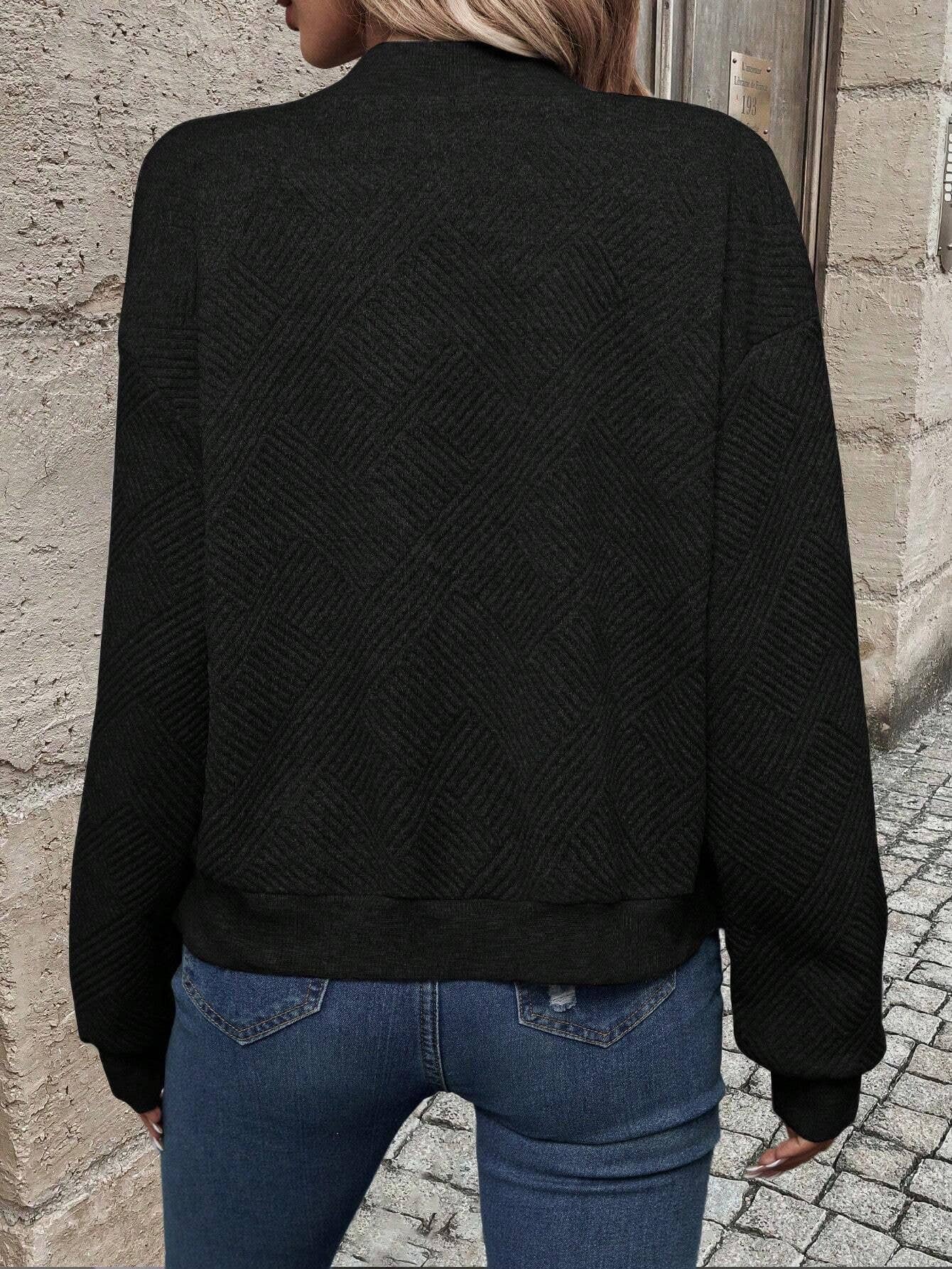 Women's Textured Zip-Up Bomber Jacket