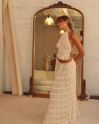 Women's ruffle crop top and maxi skirt set