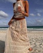 Women's ruffle crop top and maxi skirt set