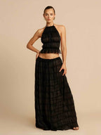 Women's ruffle crop top and maxi skirt set