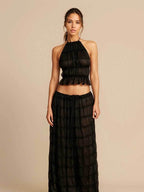 Women's ruffle crop top and maxi skirt set