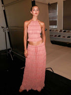 Women's ruffle crop top and maxi skirt set