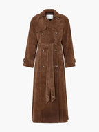 Women's trench coat with belt and lapel collar