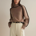 Women's turtleneck top with contrast trim