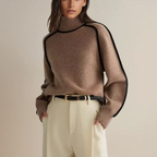 Women's turtleneck top with contrast trim