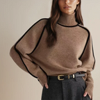 Women's turtleneck top with contrast trim